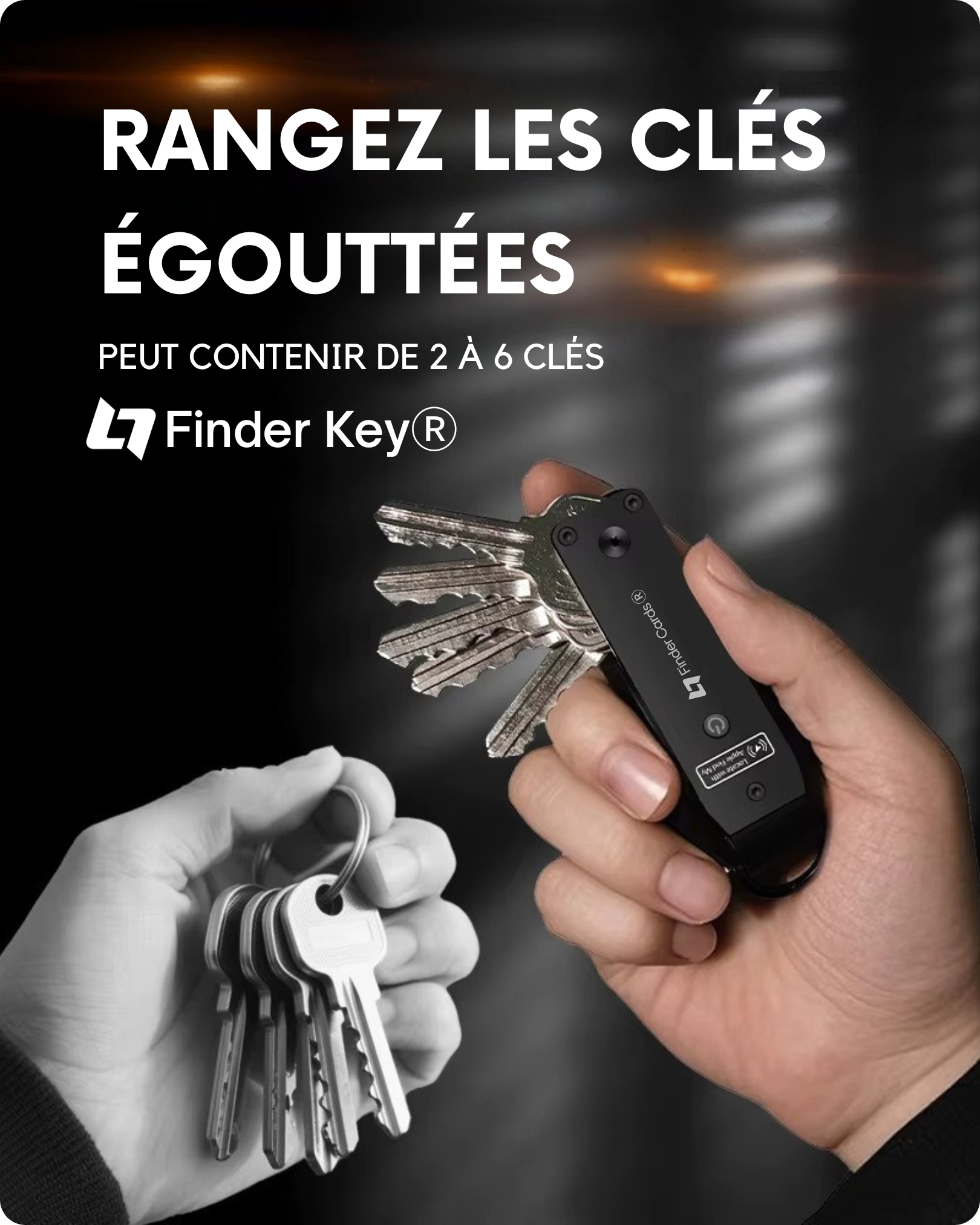 Finder Key® Organisateur de clés intelligent avec tracker – Compatible Apple Find My